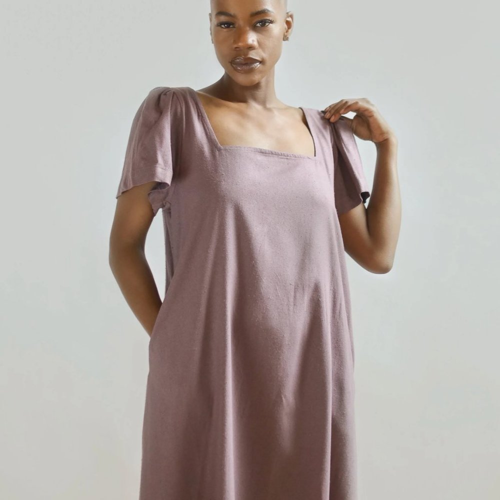 Jamie + the Jones Square Neck Dress Raw Silk